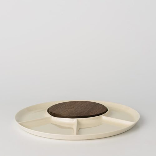 Antipastiera a comparti in ceramica con taglierino in legno